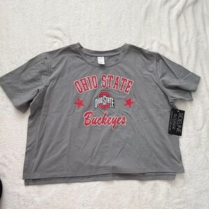 The Ohio State Buckeyes Grey Sparkly Cropped Tshirt